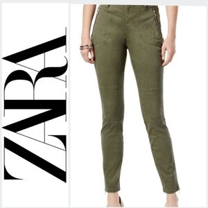 ZARA khaki skinny leg moto cargo pants